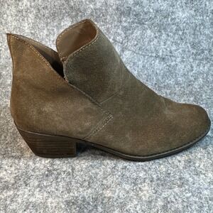Me Too Zale Womens Ankle Boots Size 7 Nutmeg Brown Suede Casual Pull On Bootie